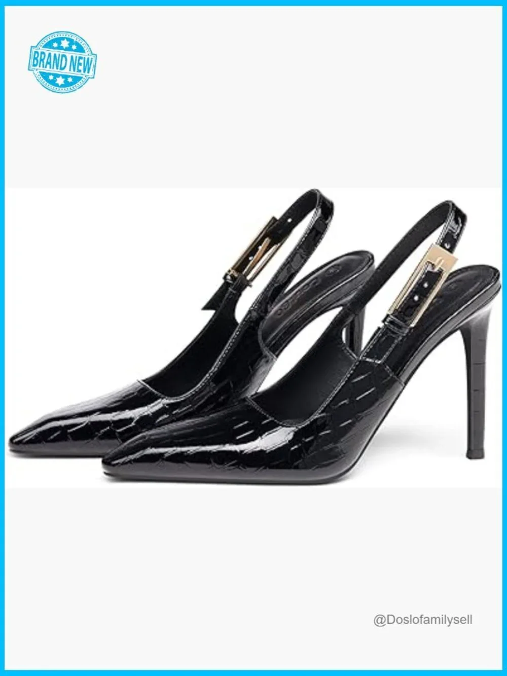 Slingback High Heels Pointed Toe Stilettos Metal Buckle Dress Pump Shoes Women